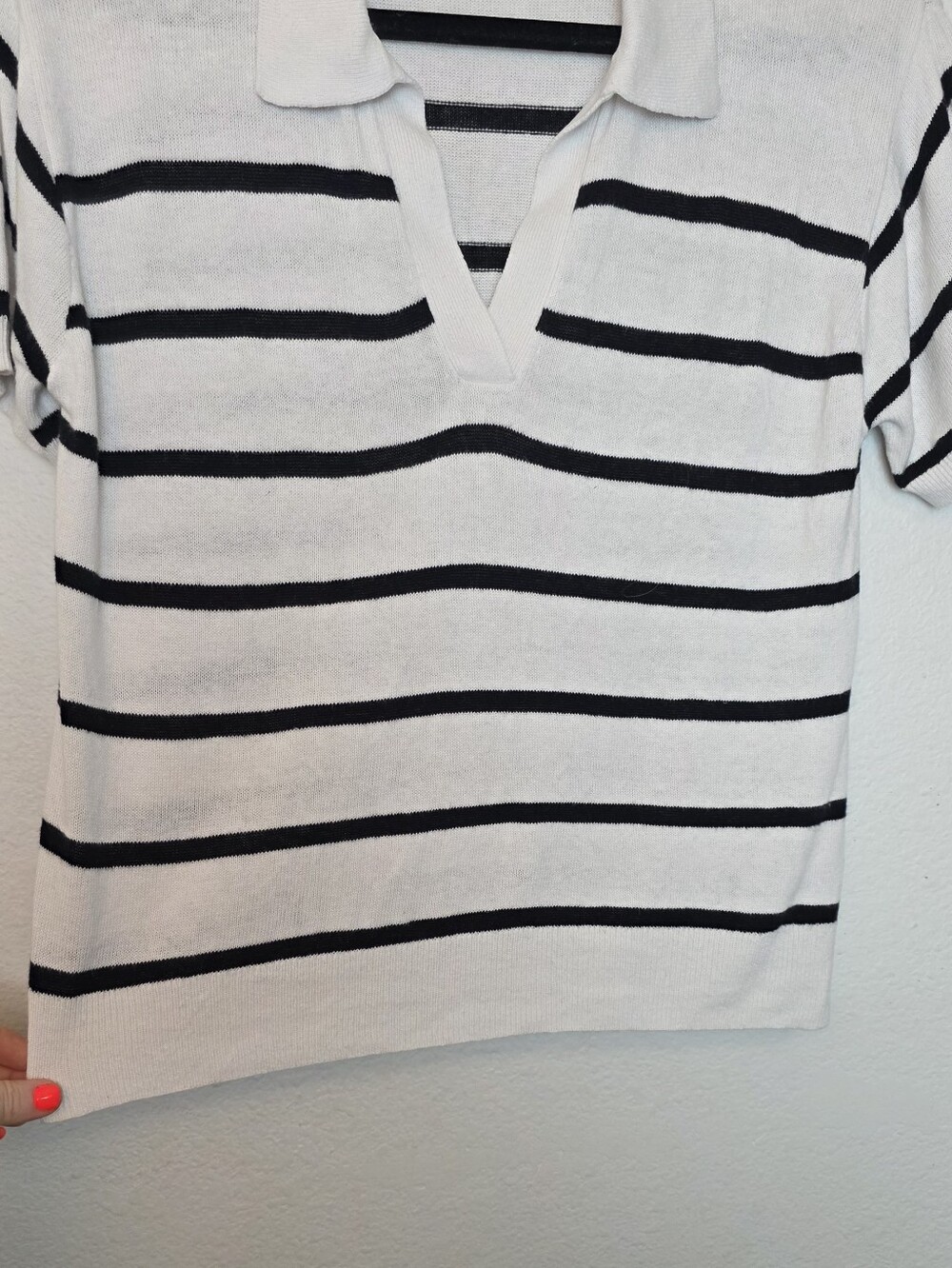 J CREW White Striped Linen-Blend Short Sleeve Polo Sweater Top Coastal 2024 Sz S - Picture 7 of 12